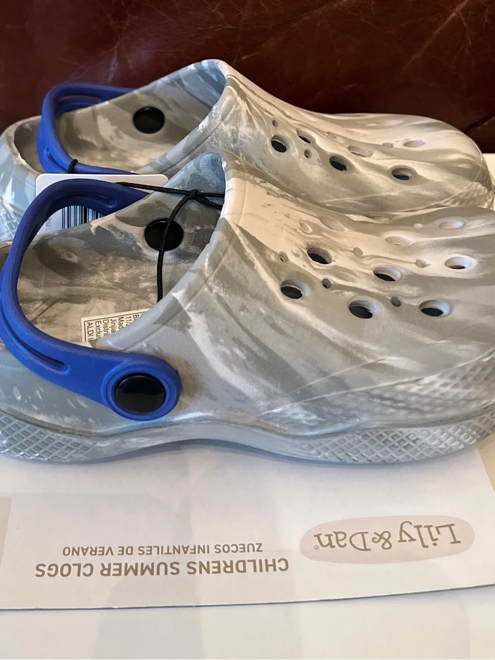 Lily & Dan Aldi Kids Gray Cream Swirl Summer Clogs Shoes Size 13/1 New w/tag